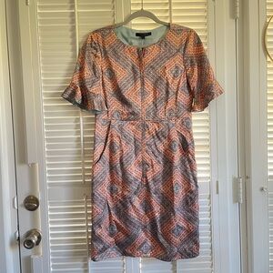 Nanette Lepore NYC Silk Geometric Patterned Dress 2 Easter Designer Peachy